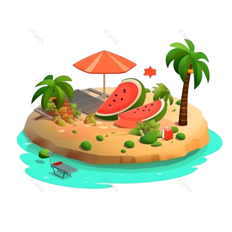 装饰图片,西瓜元素,户外PNG,夏天免抠素材